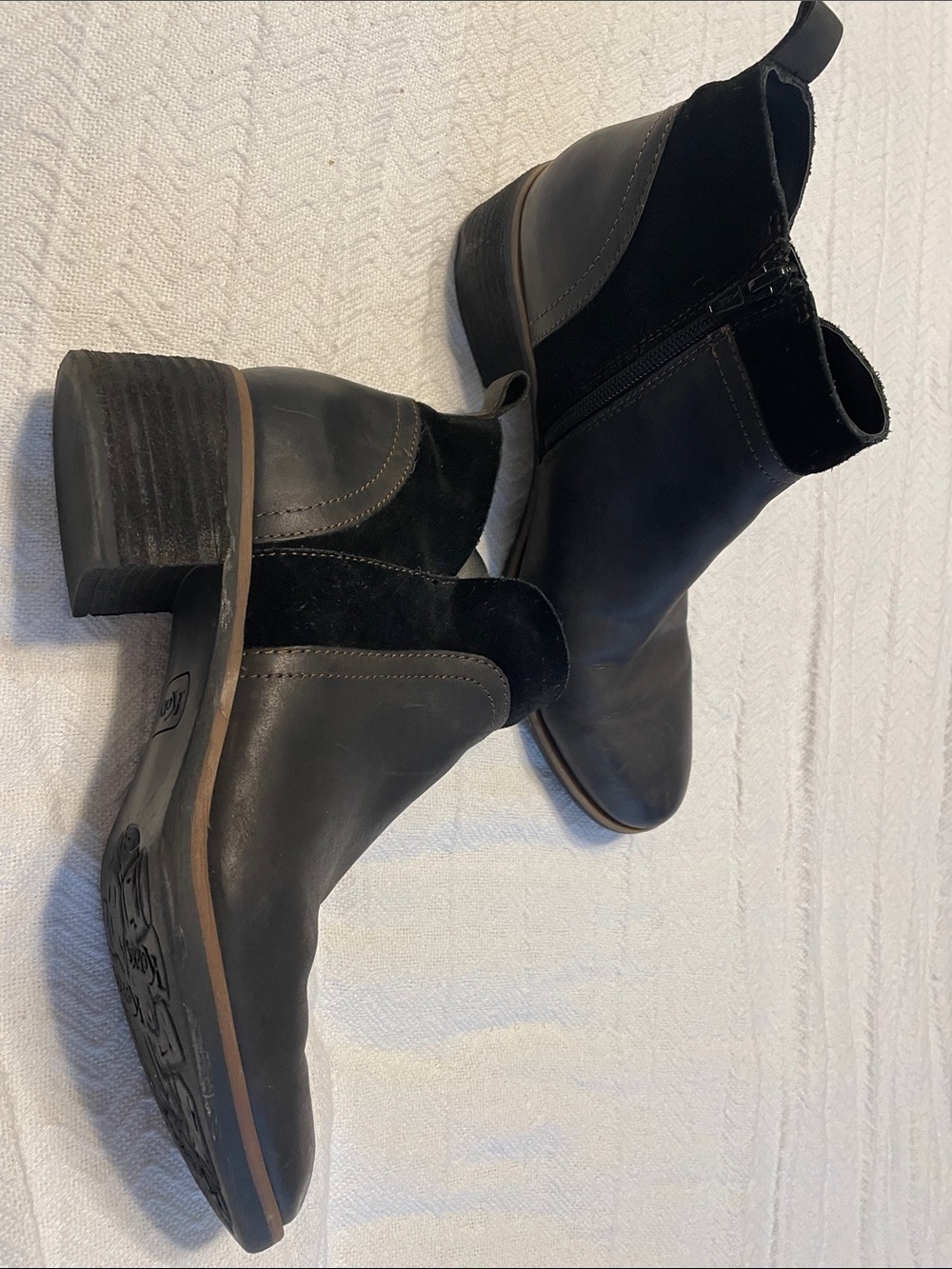 Korks Black Leather & Suede Booties